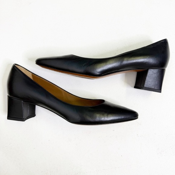 Aquatalia Black Leather Block Heel Pumps | Size 8.5 | Made in Italy - Picture 1 of 10